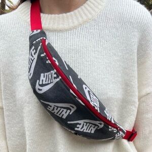 Nike Black and Red Logo Waist Bag